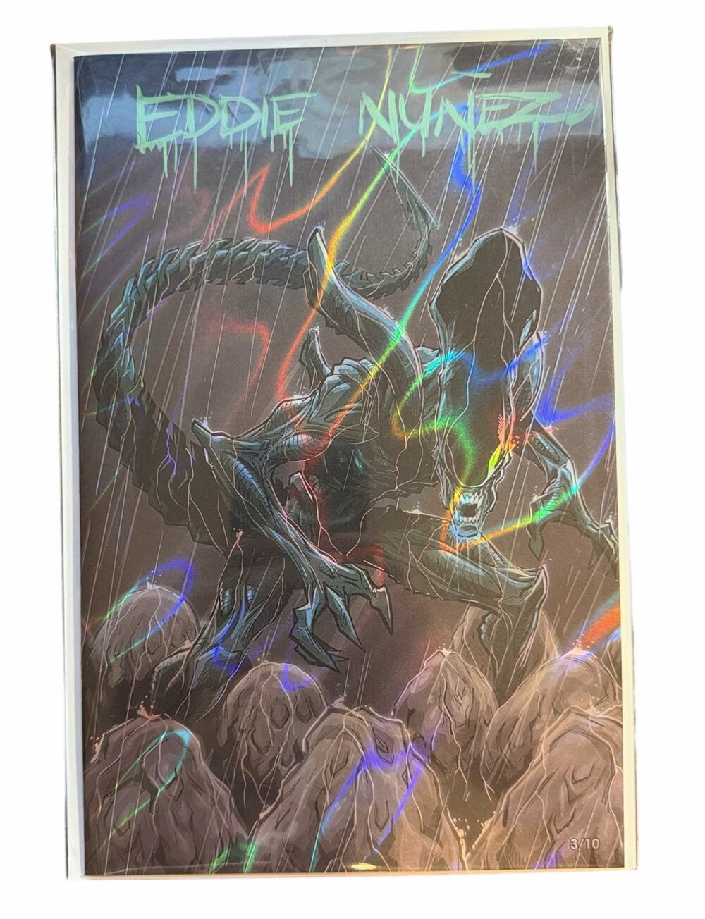 Alien Acid Rain Foil Art Comic Eddie Nunez Signed w/coa 3/10